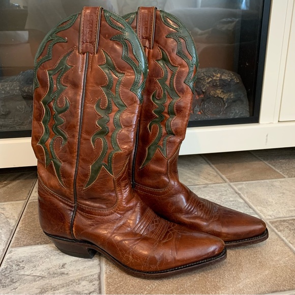 Boulet Shoes - Vintage Boulet leather two toned cowboy boots made in Canada